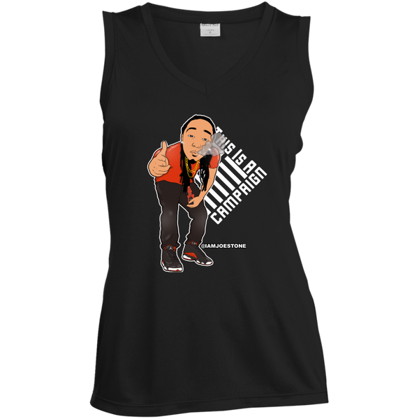 Joe Stone Cartoon & Logo Ladies V-Neck - This Is A Campaign iAmJoeStone