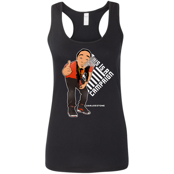 Joe Stone Cartoon & Logo Softstyle Racerback Tank - This Is A Campaign iAmJoeStone