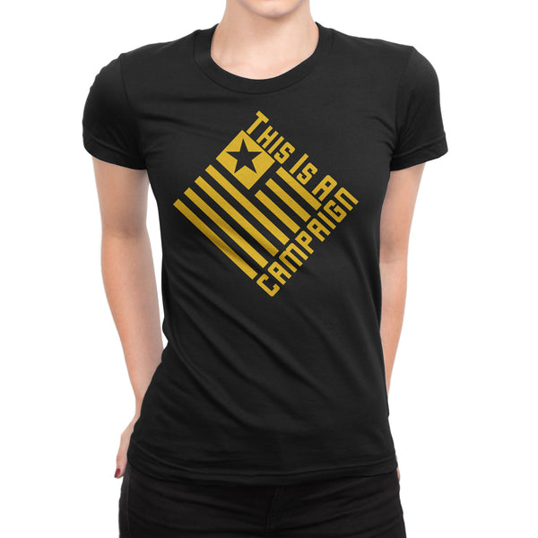 TIAC - T-Shirt Women Gold on Black - This Is A Campaign iAmJoeStone
